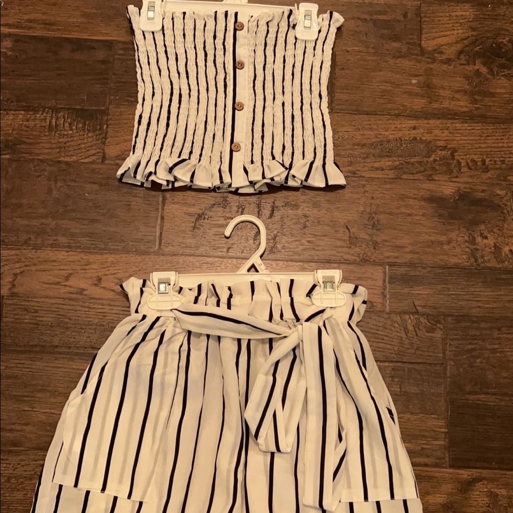 combination tube top and flowy shorts set